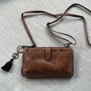 The Sak Iris Brown Tobacco Leather Crossbody/Wristlet/Wallet